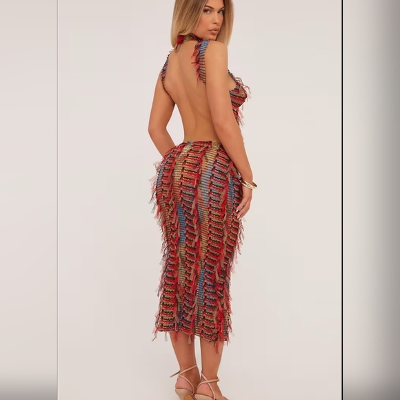 New High Neck Cut Out Bust Dress - Picture 13 of 14